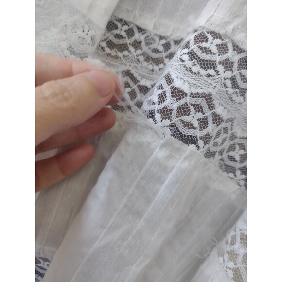 Vintage Handmade Lace Pintuck Blouse Jacket Tunic Prairie Cottagecore Sheer Sz L - Picture 8 of 11